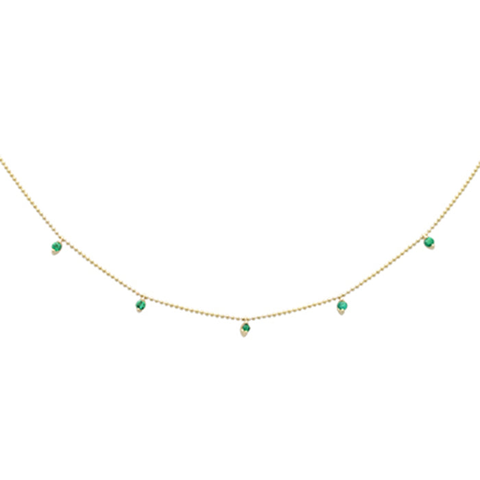SPECIAL! .19ct G SI 14K Yellow Gold Emerald Gemstone Pendant Necklace 18" Long