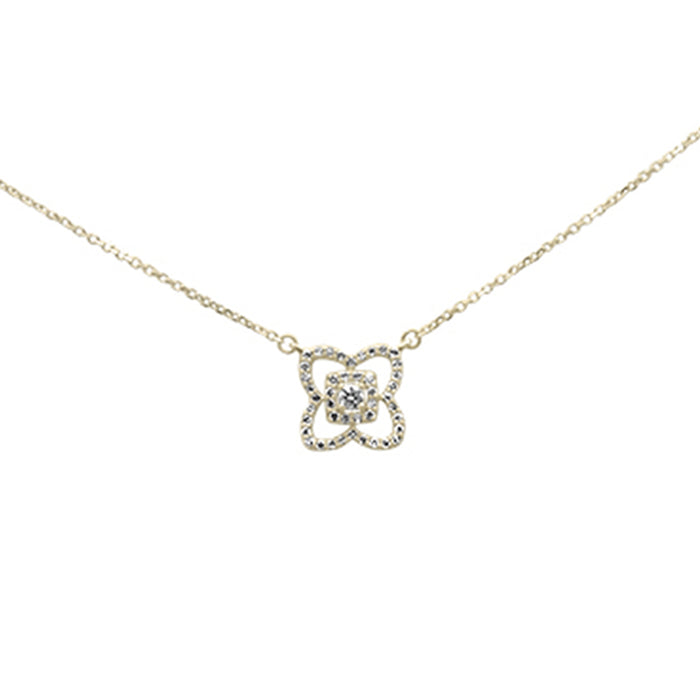 DIAMOND CLOSEOUT! .26ct G SI 14K Yellow Gold Diamond Flower Pendant Necklace 16+2"Ext Chain
