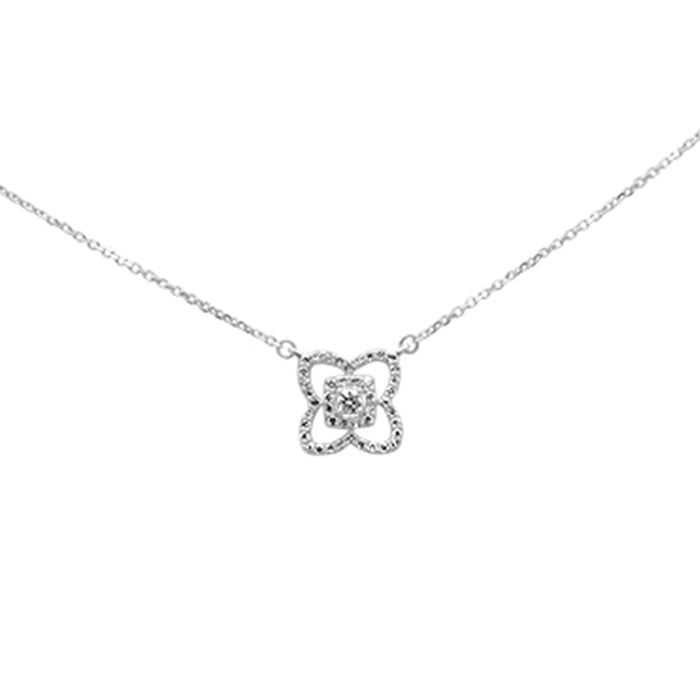 DIAMOND CLOSEOUT! .26ct G SI 14K White Gold Diamond Flower Pendant Necklace 16+2"Ext Chain