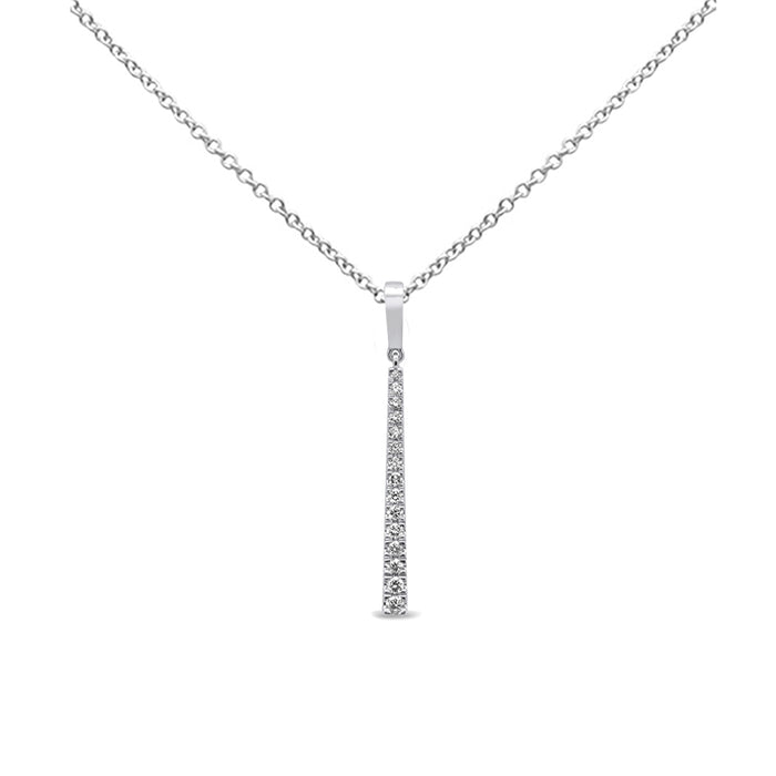 DIAMOND CLOSEOUT! .22ct G SI 14K White Gold Diamond Line Drop Pendant Necklace 18" Long