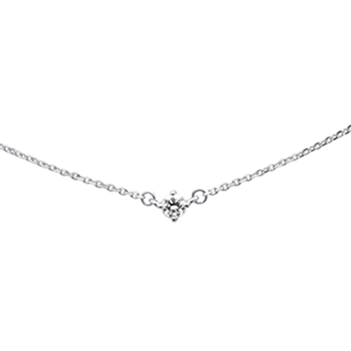 SPECIAL! .13ct G SI 14K White Gold Diamond Solitaire Pendant Necklace 16+2"Ext Chain