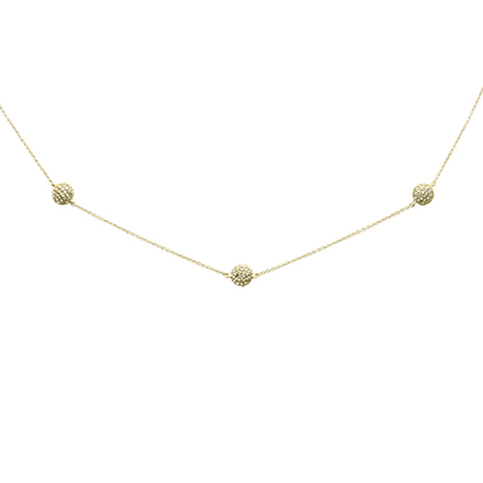 DIAMOND CLOSEOUT! .98ct G SI 14K Yellow Gold Diamond 3 Disco Ball Pendant Necklace 16+2"Ext Long Chain