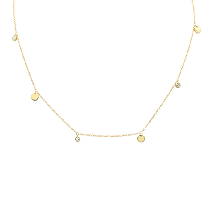 DIAMOND CLOSEOUT! .10ct G SI 14K Yellow Gold Diamond Round Dangling Pendant Necklace 16+2" EXT Long