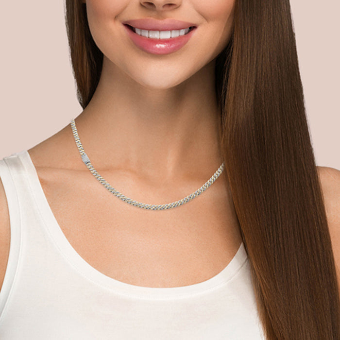 SPECIAL! 4MM 1.93ct G SI 14K White & Yellow Gold Two Tone Diamond Cuban Necklace 18" Long