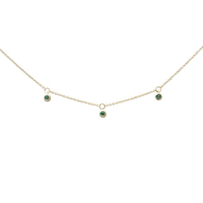 DIAMOND CLOSEOUT! .07ct G SI 14K Yellow Gold Emerald Gemstone Pendant Necklace 16+2" Long Chain