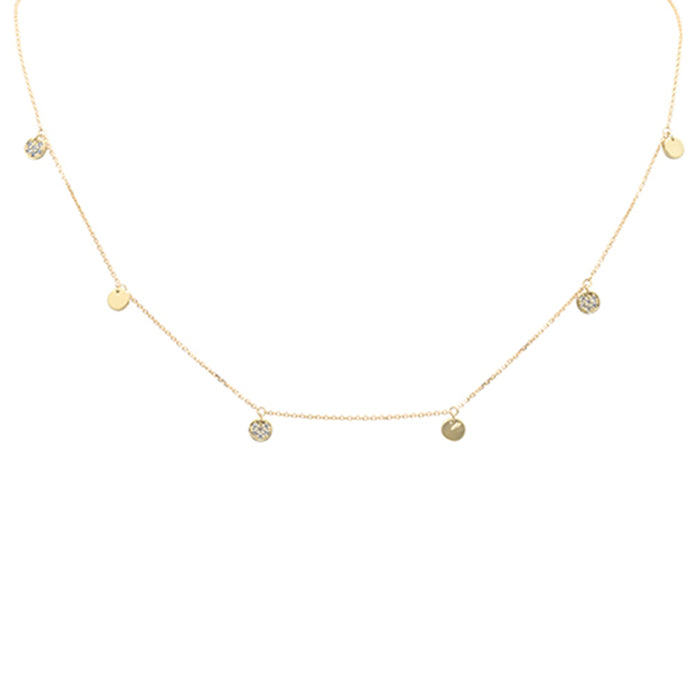 DIAMOND CLOSEOUT! .13ct G SI 14K Yellow Gold Diamond Round Shaped Dangle Pendant Necklace 16+2" EXT Long
