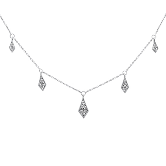 DIAMOND CLOSEOUT! .25ct G SI 14K White Gold Diamond Dangle Pendant Necklace 16+2" Long Chain