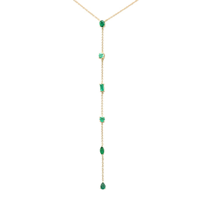 DIAMOND CLOSEOUT! .77ct G SI 14K Yellow Gold Emerald Gemstone Pendant Necklace 16+2" Long Chain