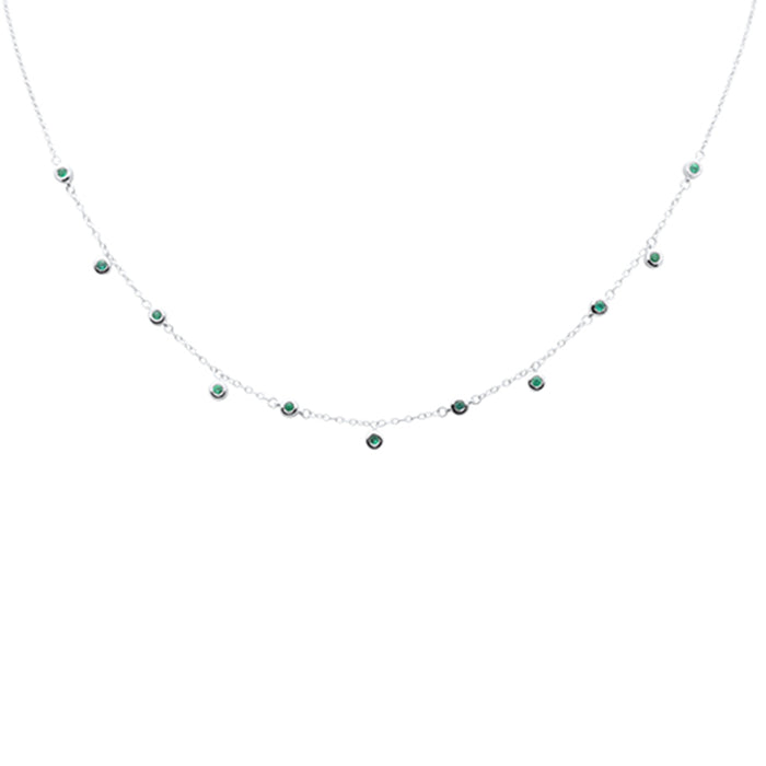 DIAMOND CLOSEOUT! .29ct G SI 14K White Gold Emerald Gemstone Pendant Necklace 16+2" EXT Long