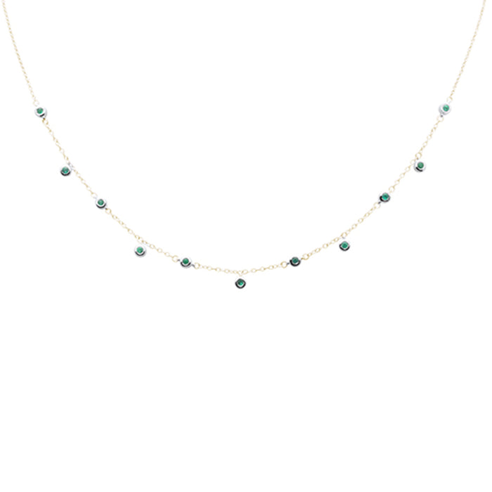 DIAMOND CLOSEOUT! .30ct G SI 14K Yellow Gold Emerald Gemstone Pendant Necklace 16+2" EXT Long