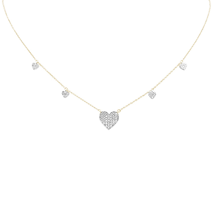 SPECIAL! .34ct G SI 14K Yellow Gold Diamond Heart Shaped Pendant Necklace 16+2" EXT Long