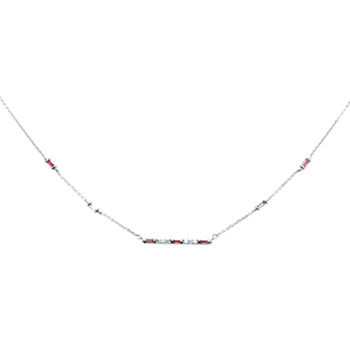 DIAMOND CLOSEOUT! .40ct G SI 14K White Gold Diamond & Pink Sapphire Pendant Necklace 18" Long