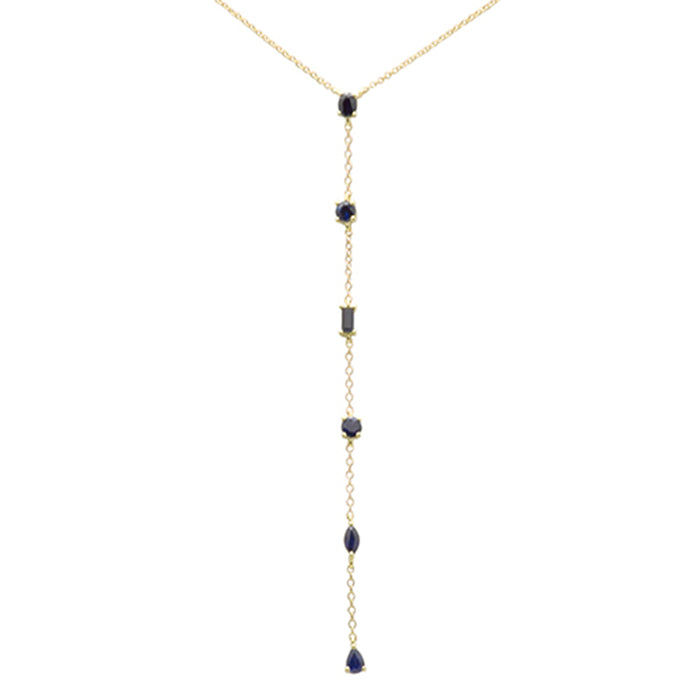 GEMSTONE CLOSEOUT! 1.18ct G SI 14K Yellow Gold Blue Sapphire Gemstones Pendant Necklace 16+2" Ext Long