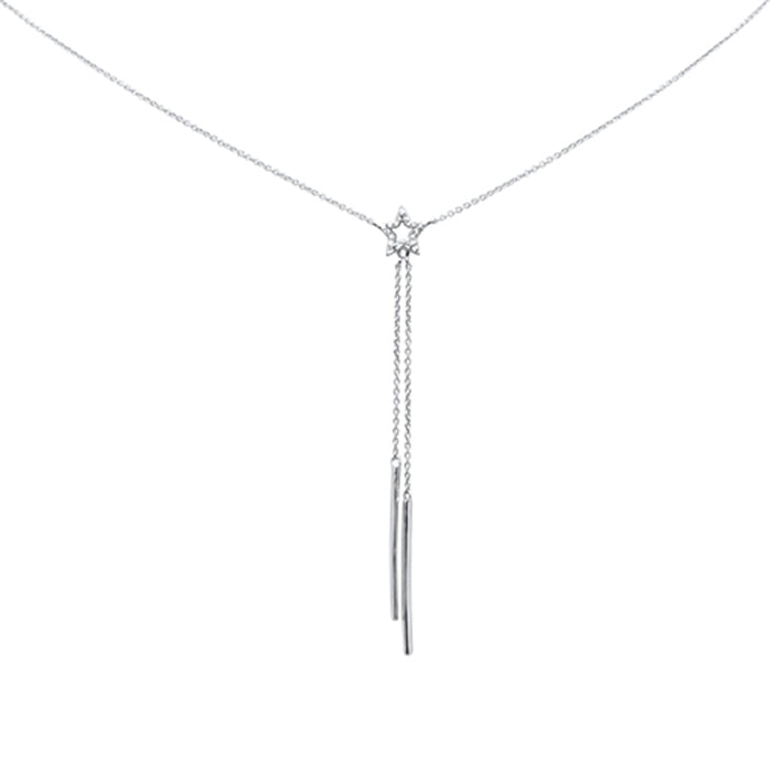 DIAMOND CLOSEOUT! .05ct G SI 14K White Gold Diamond Line Pendant Necklace 16+2" Long