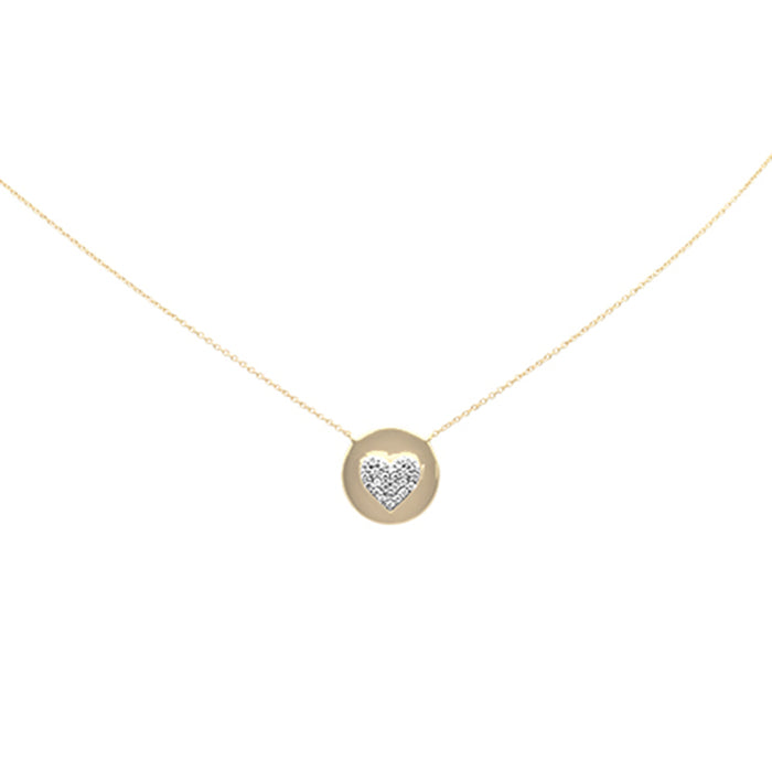 DIAMOND CLOSEOUT! .22ct G SI 14K Yellow Gold Diamond Round Shaped Heart Pendant Necklace 16+2" Long