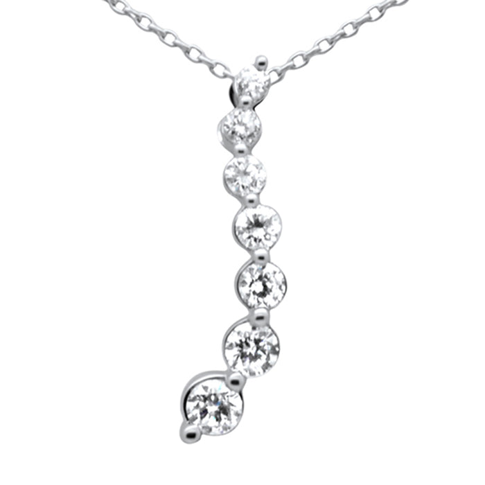 SPECIAL! .48ct G SI 14K White Gold Diamond Drop Journey Pendant Necklace 18" Long Chain