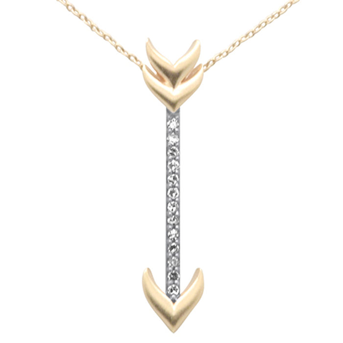 DIAMOND CLOSEOUT! .10ct G SI 14K Yellow Gold Diamond Arrow Pendant Necklace 18" Long Chain