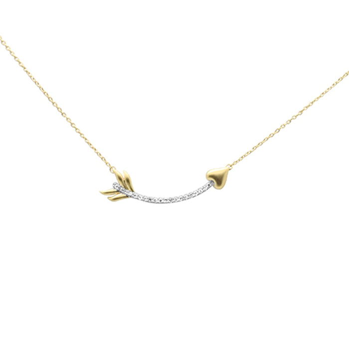 DIAMOND CLOSEOUT! .10ct G SI 14K Yellow Gold Diamond Arrow Pendant Necklace 18" Long Chain