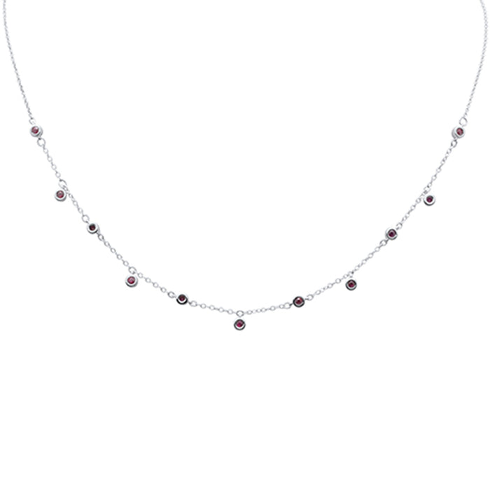 SPECIAL! .36ct G SI 14K White Gold Ruby Gemstones Pendant Necklace 16+2" Ext Long