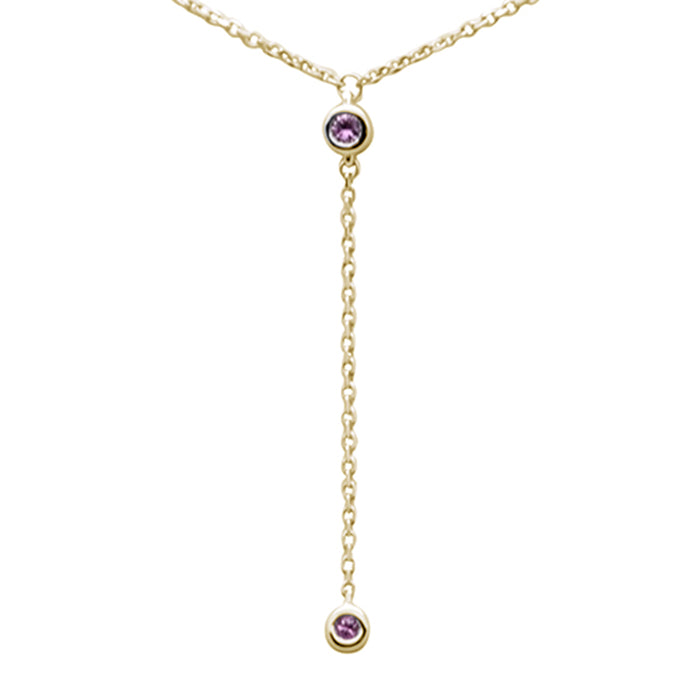 DIAMOND CLOSEOUT! .07ct G SI 14K Yellow Gold Pink Sapphire Gemstone Dangling Pendant Necklace 16" +2" EXT