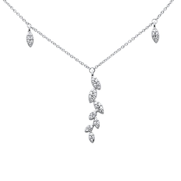DIAMOND CLOSEOUT! .20ct G SI 14K White Gold Diamond Olive Friendship Pendant Necklace 16" +2" EXT