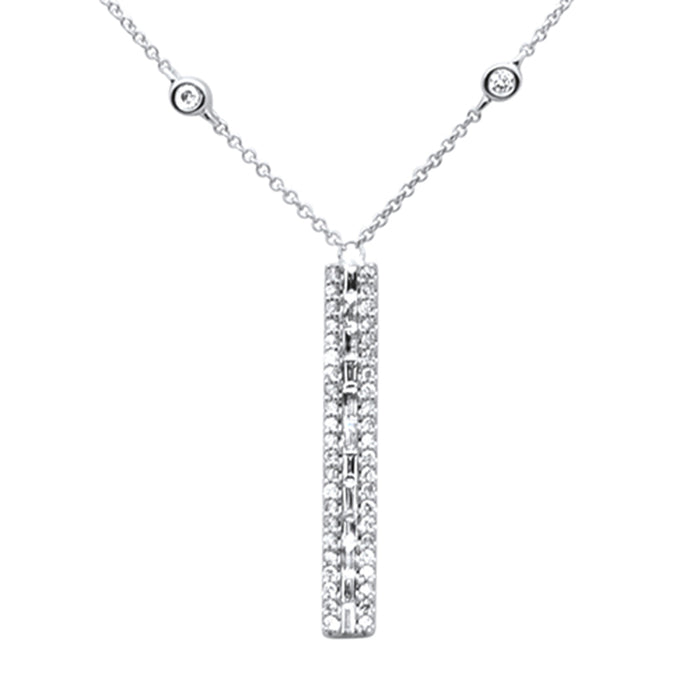 SPECIAL! .46ct G SI 14K White Gold Diamond Bar Pendant Necklace 14" +2" EXT
