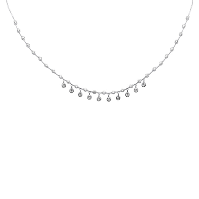 DIAMOND CLOSEOUT! 2.22ct G SI 14K White Gold Diamond Dangling Bar Pendant Necklace 16" +2" EXT