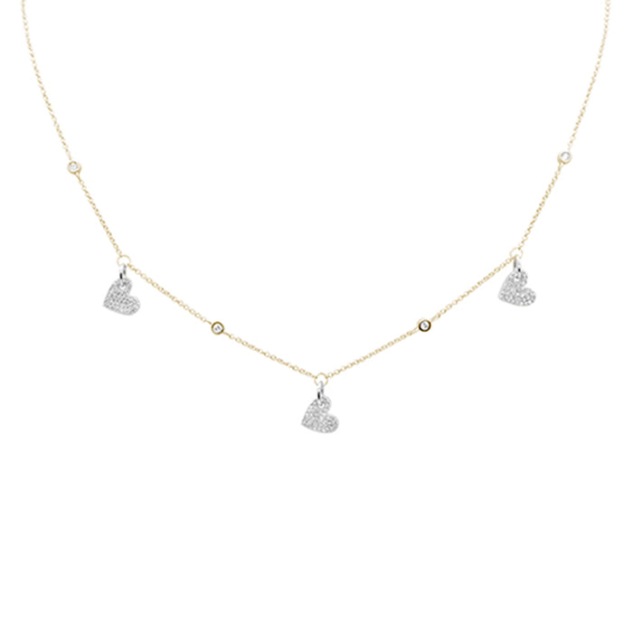 SPECIAL! .34ct G SI 14K Yellow Gold Diamond Dangling Heart Pendant Necklace 14" +2" EXT