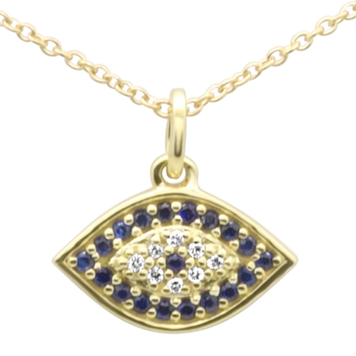 DIAMOND CLOSEOUT! .20ct G SI 14K Yellow Gold Diamond & Blue Sapphire Gemstones Pendant Necklace 18" Long