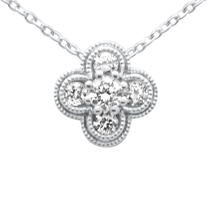 SPECIAL! .20ct G SI 14K White Gold Diamond Flower Pendant Necklace 18" Long