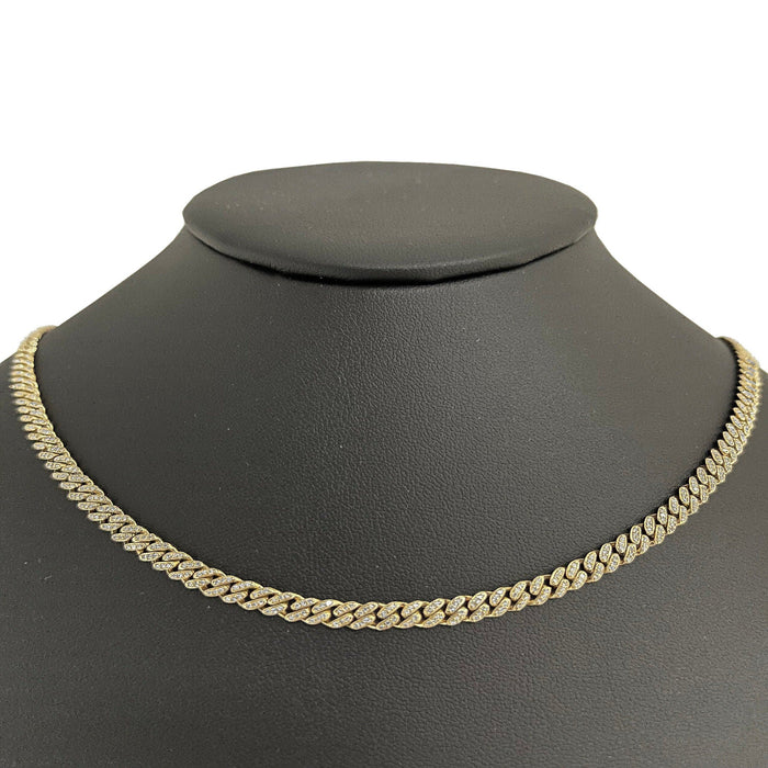 SPECIAL! 4mm 1.53ct G SI 14k Yellow Gold Diamond Round Cuban Necklace 18"