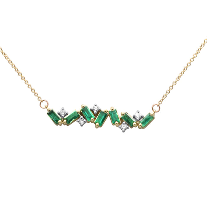 SPECIAL! .82ct G SI 14K Yellow Gold Diamond & Emerald Gemstone Pendant Necklace 16" + 2" Ext.