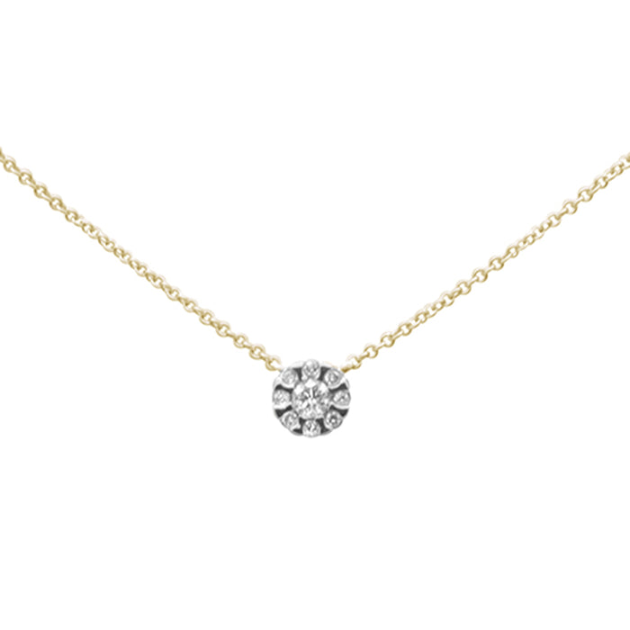 DIAMOND CLOSEOUT! .15ct G SI 14K Yellow Gold Diamond Round Solitaire Style Pendant Necklace 16" + 2" Ext