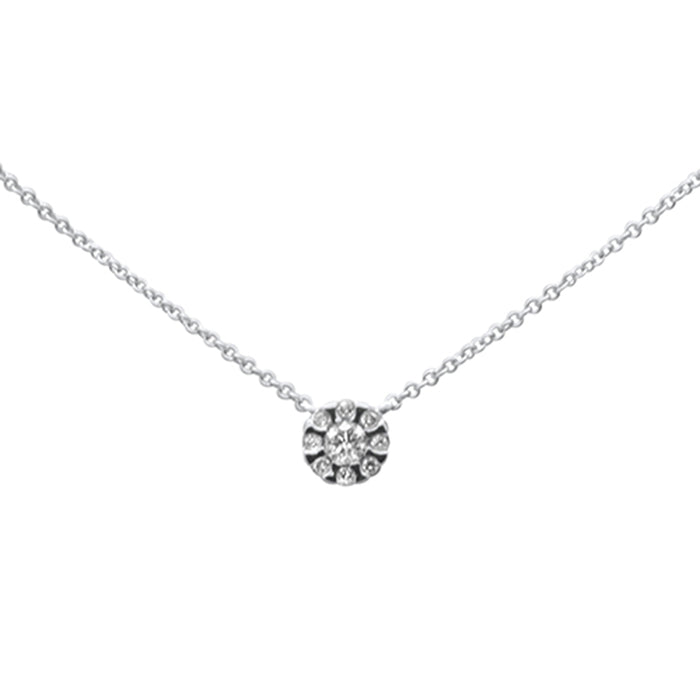 DIAMOND CLOSEOUT! .15ct G SI 14K White Gold Diamond Round Solitaire Style Pendant Necklace 16" + 2" Ext