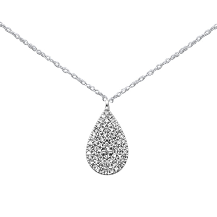 DIAMOND CLOSEOUT! .18ct G SI 14K White Gold Diamond Tear Drop Pendant Necklace 18"Long