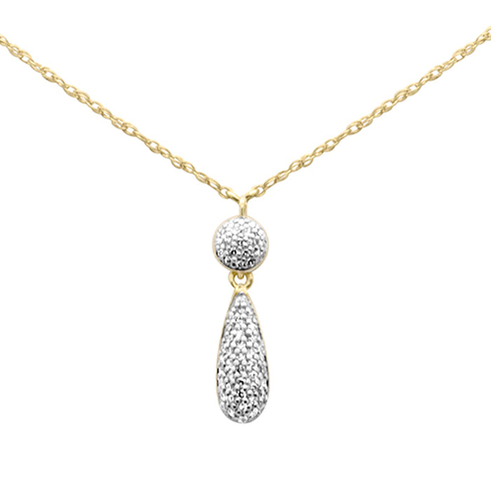 .10ct G SI 14K Yellow Gold Diamond Pendant Necklace 18" Long
