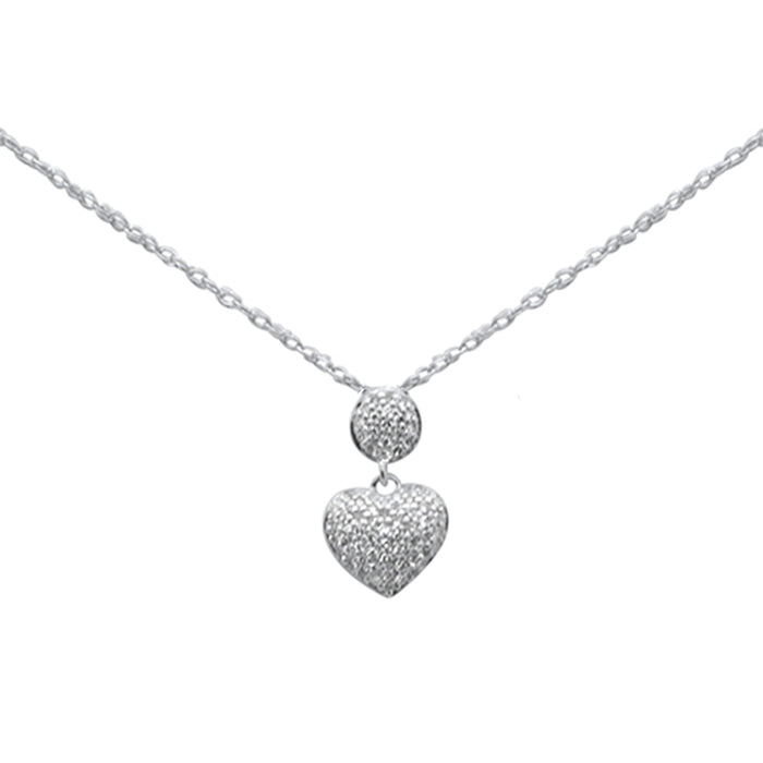 DIAMOND CLOSEOUT! .12ct G SI 14K White Gold Diamond Heart Pendant Necklace 18"Long