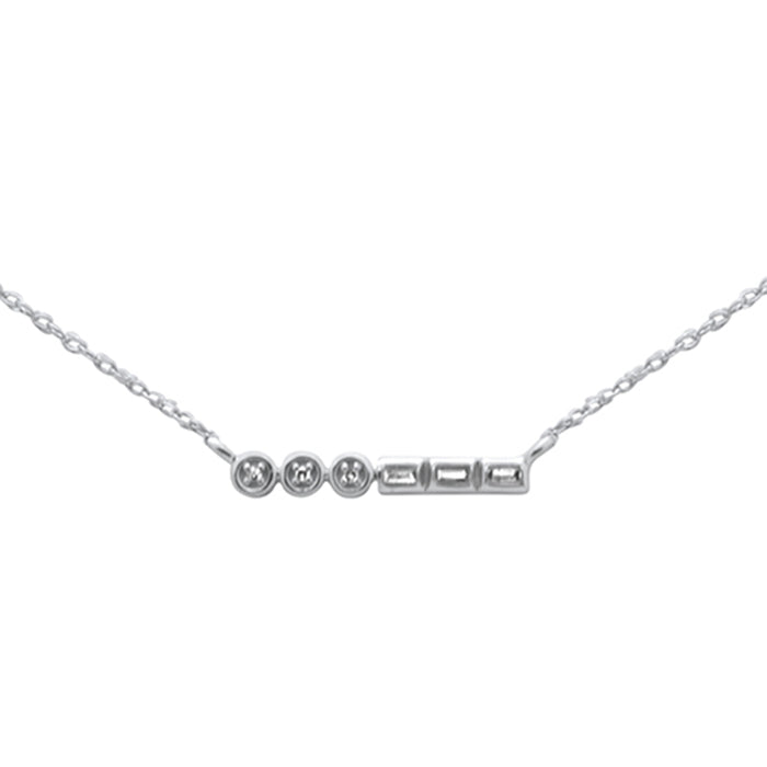 DIAMOND CLOSEOUT! .06ct G SI 14K White Gold Diamond Round & Baguette Pendant Necklace 18"Long