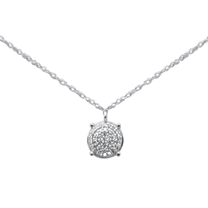.06ct G SI 14K White Gold Diamond Round Pendant Necklace 18"Long