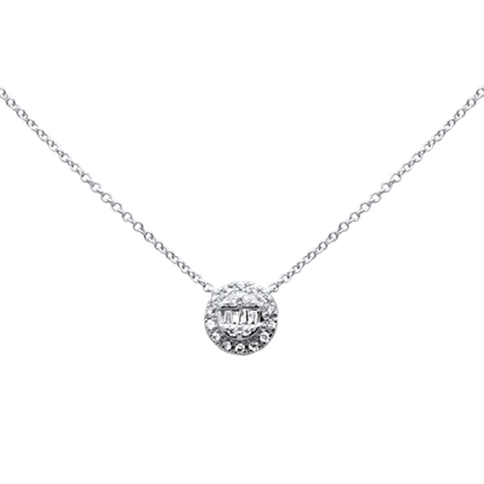 DIAMOND CLOSEOUT! .11ct G SI 14K White Gold Round Diamond Pendant Necklace 16+2" Ext