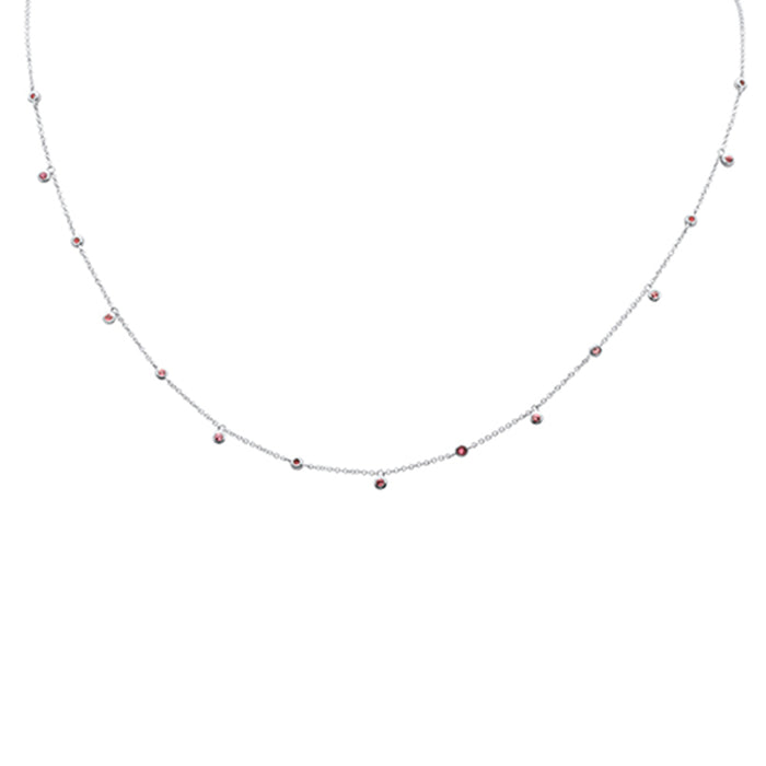 DIAMOND CLOSEOUT! .29ct G SI 14K White Gold Pink Sapphire Gemstone Necklace 18"Long