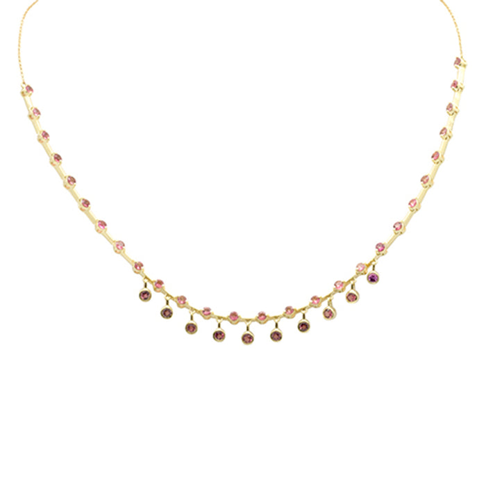 GEMSTONE CLOSEOUT! 2.21ct G SI 14K Yellow Gold Pink Tourmaline Dangling Pendant Necklace 16+2" Ext