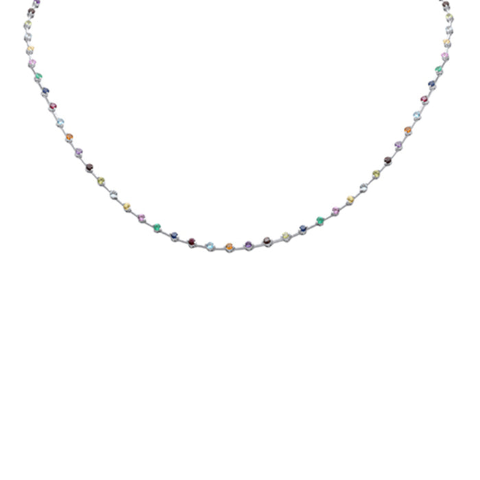 DIAMOND CLOSEOUT! 3.58ct G SI 14K White Gold Multi Color Gemstone Necklace 16"Long