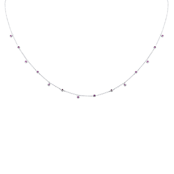 DIAMOND CLOSEOUT! .31ct G SI 14K White Gold Pink Sapphire Gemstone Necklace 18" Long