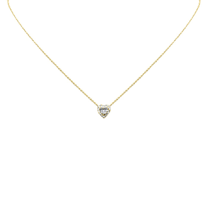 DIAMOND CLOSEOUT! .18ct G SI 14K Yellow Gold Diamond Heart Shaped Pendant Necklace 16" + 2" Ext