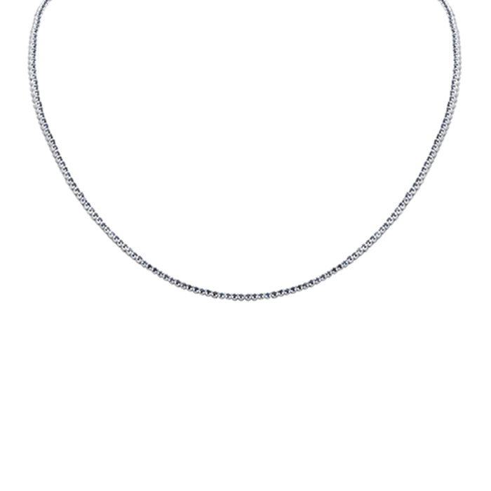 DIAMOND CLOSEOUT! 2.22ct G SI 14K White Gold Blue Sapphire Tennis Necklace 12+4" Ext