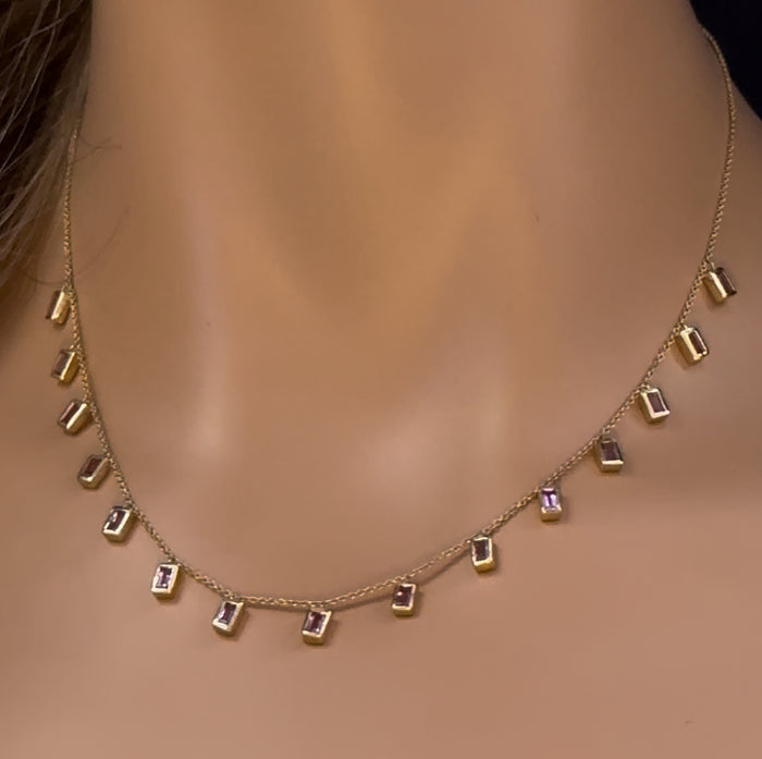 GEMSTONE CLOSEOUT! 1.79ct G SI 14K Yellow Gold Pink Tourmaline Necklace 16+2" Ext