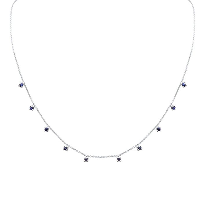 SPECIAL! .93ct G SI 14K White Gold Blue Sapphire Necklace 16+2" Ext