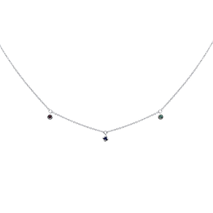 DIAMOND CLOSEOUT! .10ct G SI 14K White Gold Multi Color Gemstone Necklace 16+2" Ext
