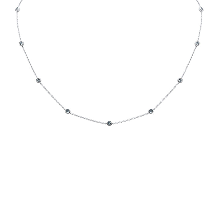 DIAMOND CLOSEOUT! .06ct G SI 14K White Gold Aquamarine Gemstone Necklace 16+2" Ext